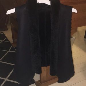 Reversible faux fur/ faux suede black vest
